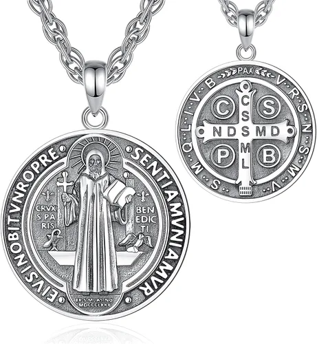 Vista 174 de CELESTIA Medallas de plata de ley 925 San Miguel/San Cristóbal/San Benito/San Gabriel/Virgen María/Jesús/Caravaca/Metatrón/Sello de los Siete