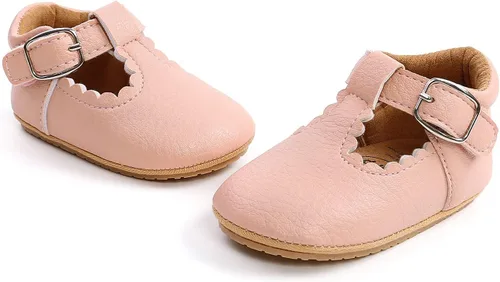 Vista 6 de SENIURIS Baby Girls Mary Jane Flats Shoes with Non-Slip Soft Rubber Sole Toddler First Walking Princess Dress Shoes
