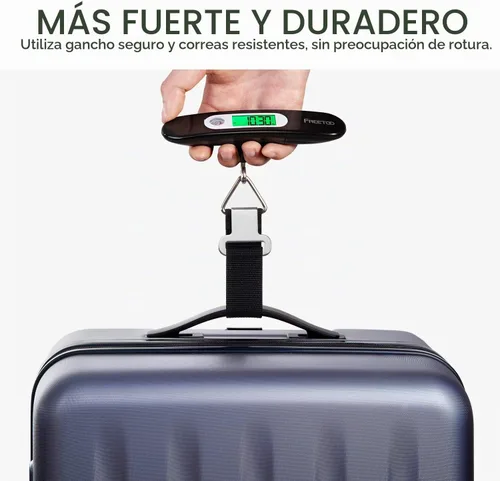 Vista 5 de FREETOO Báscula de equipaje portátil digital colgante para viajes, báscula de peso de maleta con laca de piano superior, capacidad de 110 libras