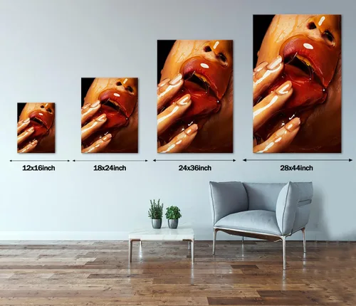 Vista 5 de Arte de Pared en Lienzo Boca Moderna Sexy con Imágenes de Miel Pinturas Contemporáneas para Decoración del Hogar para Sala de Estar Bar Juego