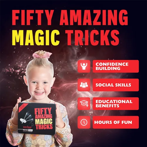 Vista 5 de Marvin's Magic - 50 increíbles trucos de magia - Trucos de magia para niños, viene en estuche de regalo de lata - Incluye trucos clásicos de cartas