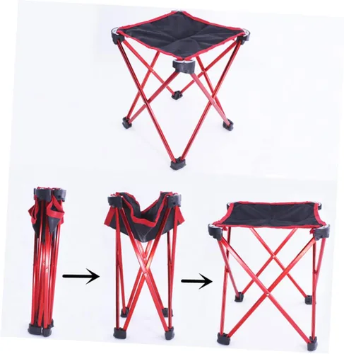 Vista 6 de Outanaya Taburete plegable de metal rojo para exteriores