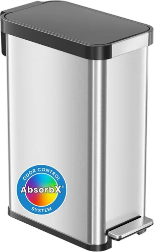 Vista 10 de iTouchless SoftStep - Bote de basura de acero inoxidable, 13.2 galones, sistema de filtro de olores, pedal y tapa con cierre silencioso y fino