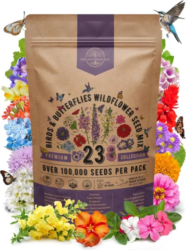Vista 10 de Organo Republic Mezcla de 16 semillas de flores silvestres perennes para interiores y exteriores, más de 25,000 semillas de jardín de flores