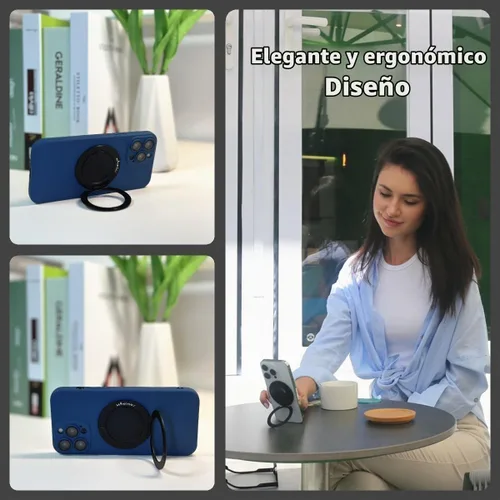 Vista 4 de Mindsky Soporte de Anillo Magnético de Doble Cara para Teléfono Compatible con Fundas Magsafe iPhone 12 13 14 15 Serie (Dos Imanes)