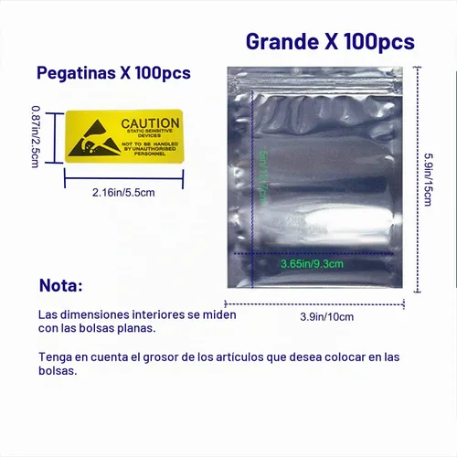 Vista 2 de Bolsas antiestáticas con protección ESD con etiquetas antiestáticas para disco duro, SSD, tarjeta madre, tarjeta de video, RAM, dispositivos