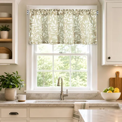 Vista 46 de VOGOL Cortinas de cenefa de jacquard dorado con diseño de flores de lujo para dormitorio, sala de estar, comedor, 52 x 14 pulgadas, 1 panel, negro