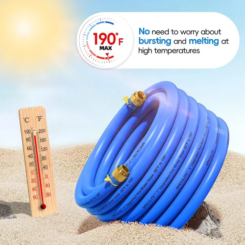 Vista 2 de SPECILITE Manguera de agua de jardín caliente/fría de 5 pies x 1 pulgada, -50 ℉ a 190 ℉, resistente, flexible, explosión de 605 psi, ligera, tubo