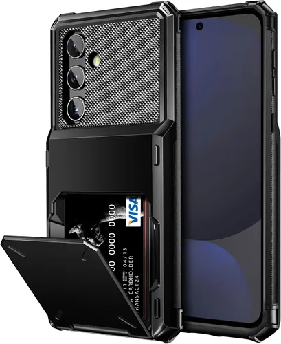 Vista 12 de Vofolen Funda tipo cartera para Samsung Galaxy S24 con soporte para tarjetas, funda protectora de doble capa de 4 tarjetas, resistente a prueba