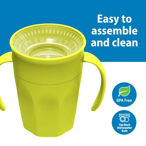 Vista 8 de Dr. Brown's Juego de iniciación de alimentación para niños pequeños, paquete de viaje con taza de entrenamiento sin boquilla Cheers360 con asas
