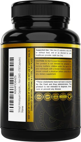 Vista 3 de Cápsulas de Shilajit con más de 85 oligoelementos (Suministro para 75 días, 1000mg de extracto por porción) Shilajit del Himalaya para hombres