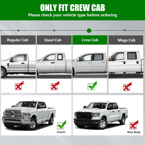 Vista 2 de Estribos mejorados, barras Nerf de escalón lateral compatibles con Ram 1500 2009-2018, Ram 1500 Classic Crew Cab 2019-2024