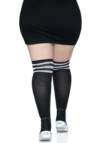 Vista 2 de Calcetas deportivas negras para mujer talla plus con rayas blancas Multicolor