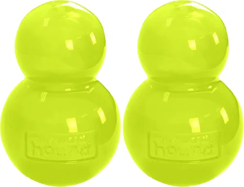 Vista 10 de Outward Hound Juguete para Perros Rellenable Double-Tuff, Mediano 4 Pulgadas Verde - Pelota Masticable Dispensadora de Golosinas para Perros