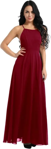 Vista 2 de YiZYiF - Vestido de fiesta de gasa para mujer sin espalda