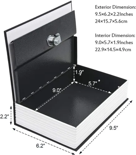 Vista 8 de KYODOLED Caja fuerte de metal portátil con cerradura de llave, libro secreto oculto, libro secreto seguro, libro de desviación con diccionario, 9.5