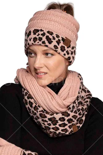 Vista 7 de ScarvesMe Juego de 3 bufandas y guantes de leopardo para mujer