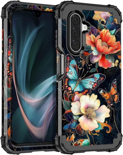 Vista 16 de Miqala Funda para Galaxy A14 5G, que brilla en la oscuridad, tres capas, resistente, a prueba de golpes, protección completa, parachoques