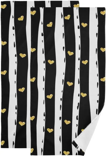 Vista 11 de Giwawa Toallas de mano en blanco y negro – Juego de 2 toallas de baño decorativas para baño, cocina, gimnasio, 14 x 28 pulgadas