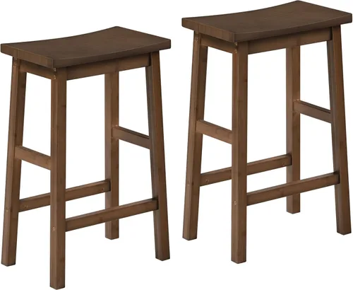 Vista 9 de HOOBRO Taburetes de bar, juego de 2 sillas de bar, taburetes de bar de altura de mostrador, taburetes de cocina de bambú, taburetes de silla de Negro