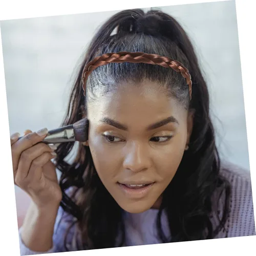 Vista 7 de FRCOLOR Trenzas gruesas y anchas trenzadas de cabello sintético trenzado elástico para mujer, diadema trenzada para mujer, diadema ancha y gruesa