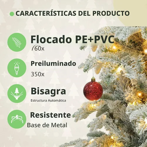 Vista 3 de GOOBED 6.5 ft Prelit Snow Flocked Christmas Tree, Layered Spruce w/Remote Christmas Tree w/ 760 Thickened Branch Tips, 350 Lights for Home, Office
