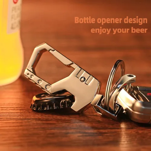 Vista 4 de Heavy Duty Keychain Opener with 2 Keyrings Car Keychains, Multifunctional Toolbox for Men and Women Car Keychains