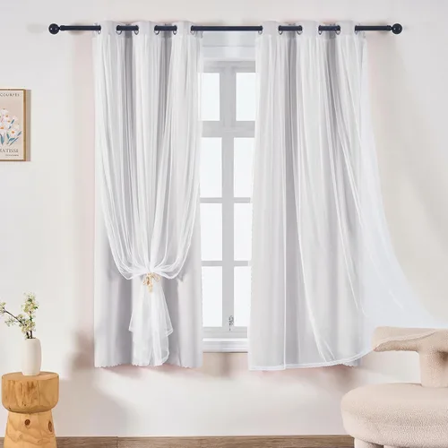 Vista 26 de indistar Home Cortinas opacas de doble capa con ojales sólidos en la parte superior, par de paneles de cortinas para ventana, 35 pulgadas de ancho x