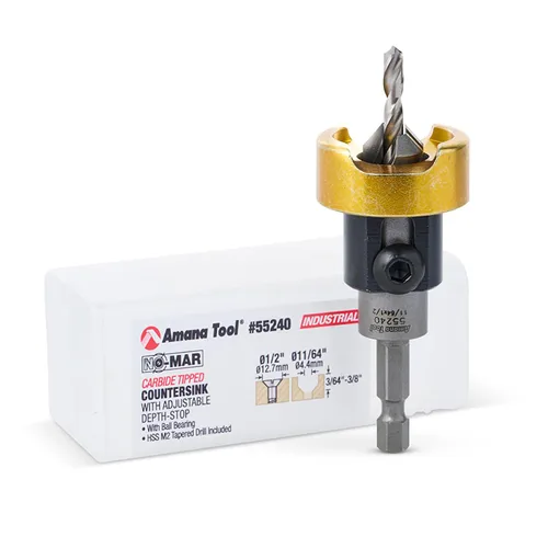 Vista 7 de Amana Tool Avellanador de 82 Grados con Broca con Tope de Profundidad y Rodamiento de Bolas Sin Empuje, 55242, 1/2 D x 3/16 Diámetro de Broca x