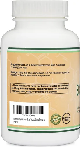 Vista 4 de Suplemento beta Ecdysterone – 500 mg por porción (120 cápsulas, 60 porciones) Potente anabólico vegetal para apoyar la salud de los hombres