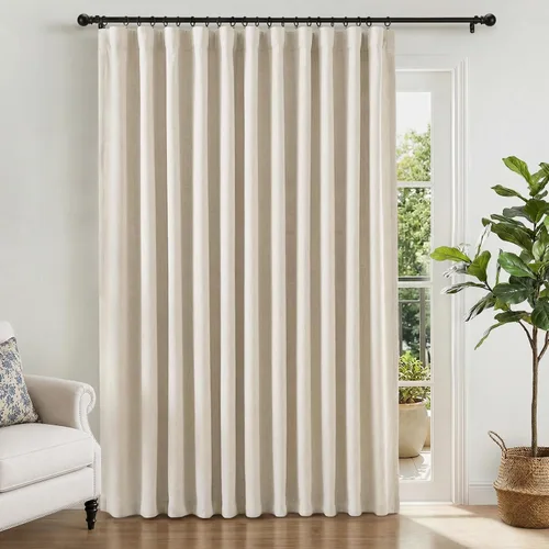 Vista 31 de INOVADAY Cortinas 100% opacas para dormitorio, cortinas opacas de color rosa bebé de 90 pulgadas de largo, cortinas opacas de lino con anillos