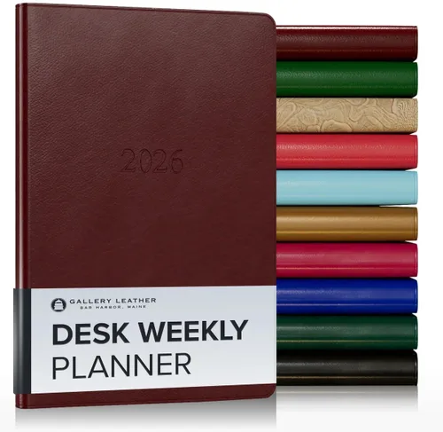 Vista 185 de Gallery Leather Planificador Semanal y Mensual Grande 2025-2026, Calendario Planificador y Cuaderno Elegantemente Encuadernado con Elegantes Bordes