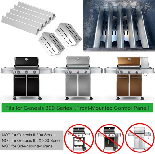 Vista 3 de GasSaf Barras aromatizantes de parrilla 17.5, deflector de calor para Weber Genesis Parts 310, barra de sabor para Weber Genesis 300 310 320 330