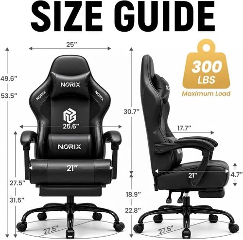 Vista 3 de Silla de juegos para adultos, silla de juegos para jugadores, silla de PC Negro