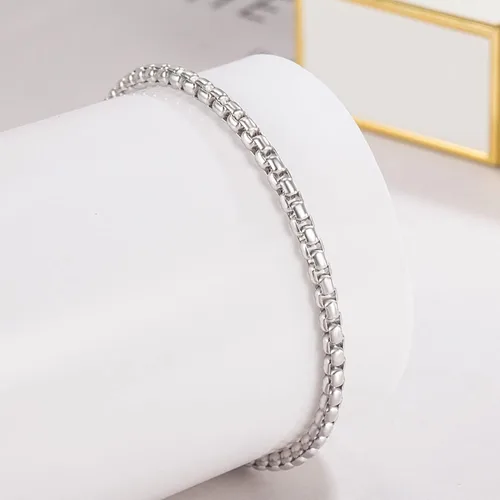 Vista 6 de Pulsera de plata de ley 925 para hombres y mujeres, 0.118 pulgadas, eslabones cuadrados Rolo Link, cadena redonda de 6.3 pulgadas, 6.7 pulgadas, 7