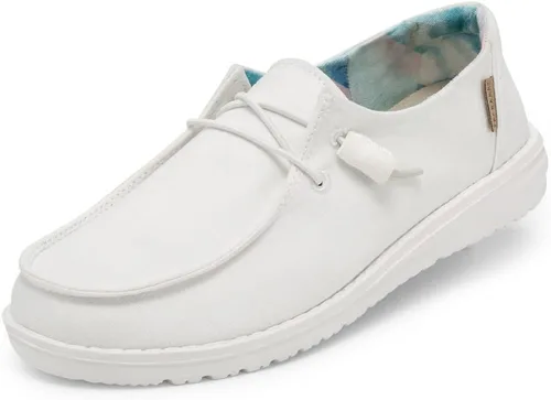 Vista 40 de Hey Dude Wendy Chambray - Zapatos para mujer, mocasines con cordones para mujer, cómodos y ligeros Aurora Blanco 2