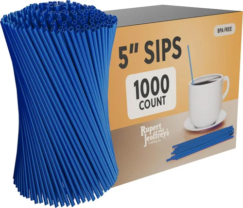 Vista 6 de Pajita Agitadora de Café de Plástico Desechable - Palito Agitador de Sorber de 5 Pulgadas (Negro, 1,000 unidades) Pajitas de café y pajitas