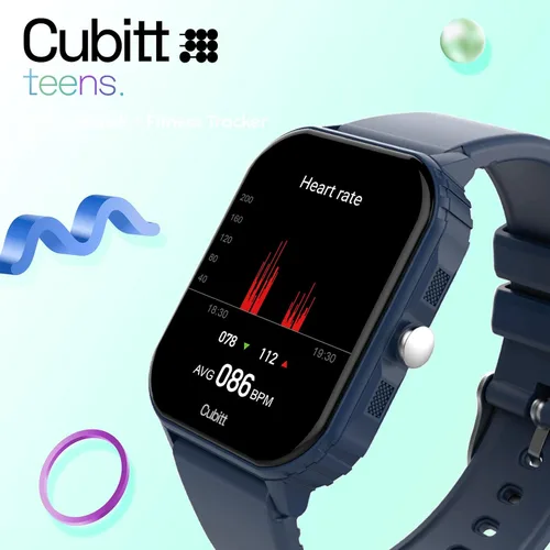 Vista 3 de Cubitt Teens - Reloj inteligente con rastreador fitness para adolescentes, con monitor de frecuencia cardíaca, presión arterial, oxígeno en sangre