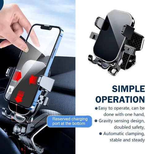 Vista 7 de Shakas Soporte central para teléfono celular para salpicadero, soporte para teléfono de automóvil, soporte de navegación con diseño de recogida
