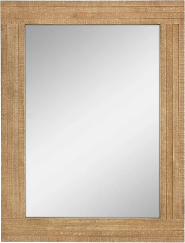Vista 11 de Stonebriar Espejo de pared rectangular con marco de madera negra de 24 x 18 pulgadas con soportes para colgar, decoración rústica decorativa