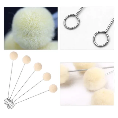 Vista 4 de 25 piezas de lana Daubers cepillo de bola herramienta de tinte de cuero con mango de metal aplicador para proyectos de manualidades DIY