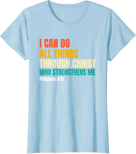 Vista 21 de I Can Do All Things Through Christ Christian Faith Camiseta, Negro, S