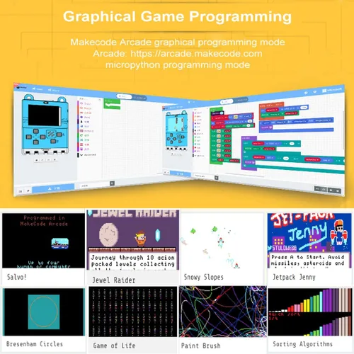 Vista 4 de KittenBot Meowbit - Consola codificable para computadora de juegos retro de tamaño de tarjeta para Microsoft Makecode Arcade y Python Videojuegos