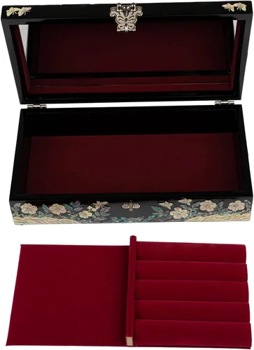 Vista 56 de February Mountain Joyero de nácar con bandeja extraíble para anillos, regalos para mujeres, cumpleaños, boda, Navidad