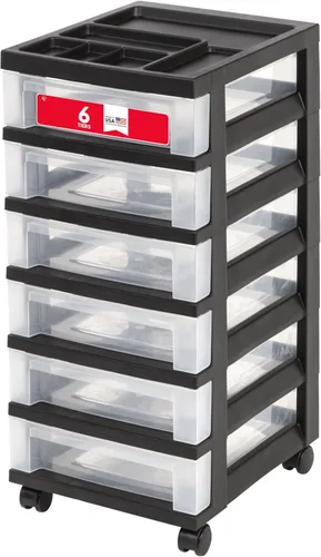 Vista 17 de IRIS USA 3-Drawer Rolling Storage Cart, Black/Pearl Negro/Perla