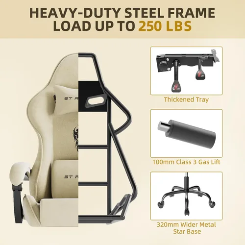 Vista 8 de Ferghana - Silla de tela de terciopelo para juegos, silla Gamer ergonómica de respaldo alto para adultos, silla cómoda para videojuegos