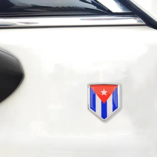 Vista 5 de Overdecor Calcomanías de bandera de Cuba, emblema de automóvil, accesorios de automóvil cubano, decoraciones de bandera de escudo cromado