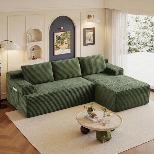 Vista 66 de Sofás seccionales de 105" para sala de estar, sofá cloud con forma de L tapizado, sofás modulares sin estructura rígida, sofá seccional moderno