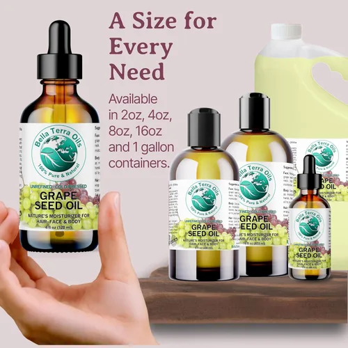 Vista 9 de Bella Terra Oils - Aceite de semilla de uva natural de 8 onzas - Sumérgete en el poder nutricional de la uva natural, lleno de antioxidantes