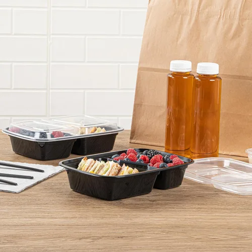 Vista 7 de Asporto - Cajas para llevar con compartimentos de 32 onzas, 50 recipientes para preparar comidas para microondas, 2 compartimentos, con tapas